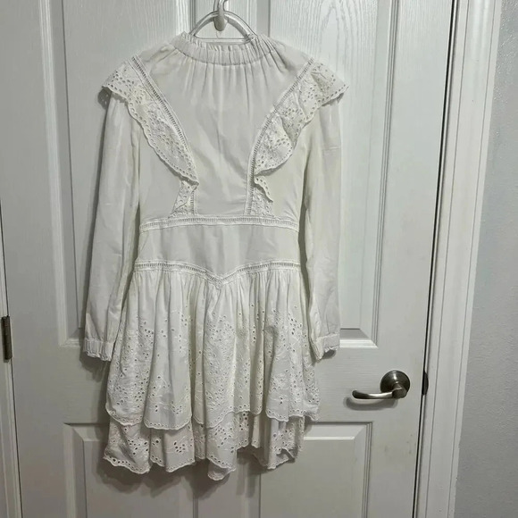 Allsaints Aislyn Broiderie Eyelet White Dress Trendy Size 00 - Picture 5 of 16